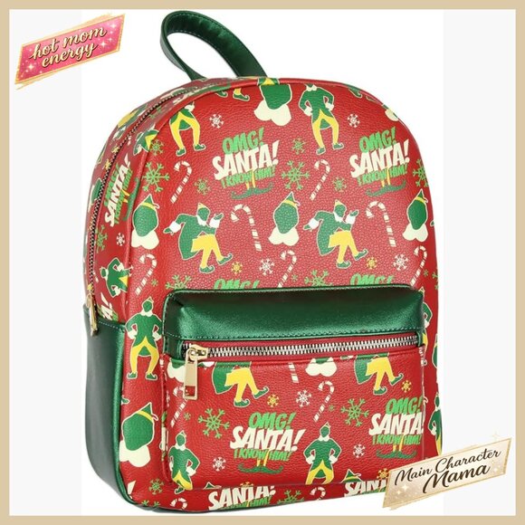 Faux Leather Mini Backpack Elf Movie Buddy Holiday Fun Y2K Retro Daypack